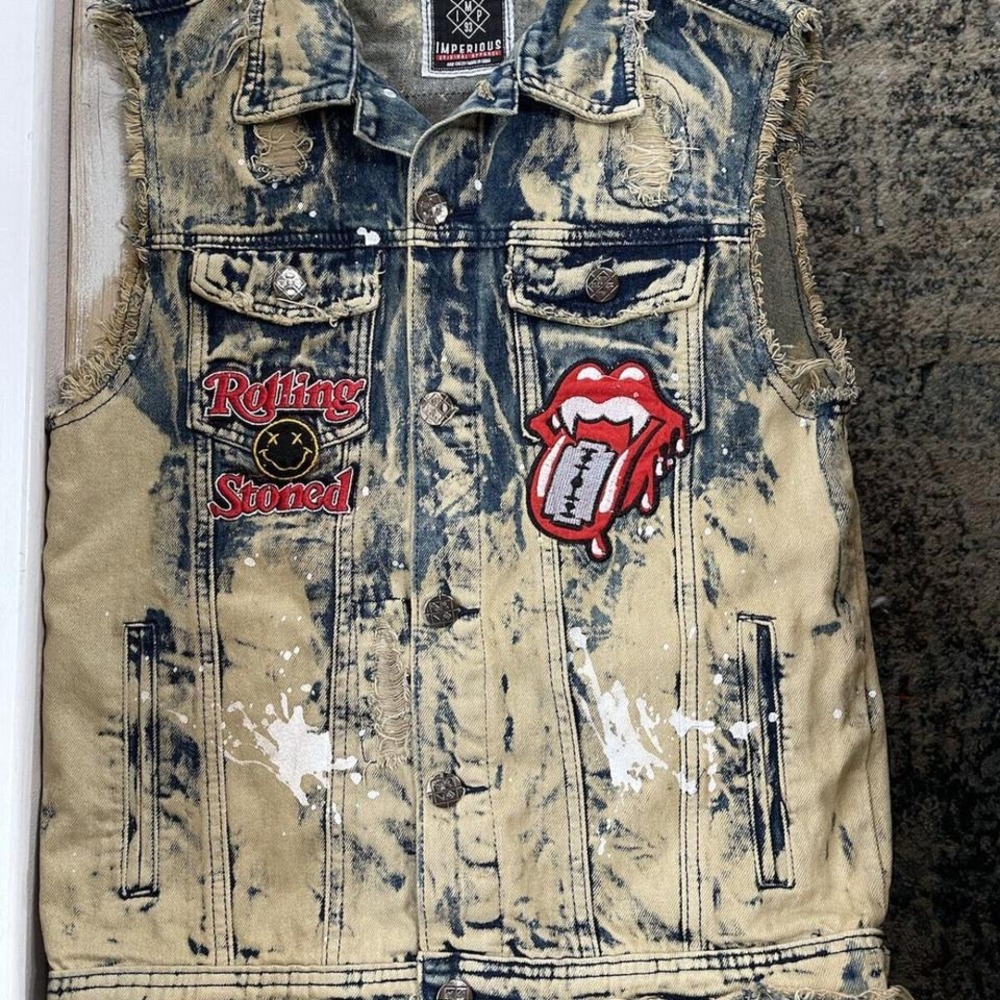 IMPERIOUS Original Apparel Mens Size M Distressed Acid Wash Rocker Vest